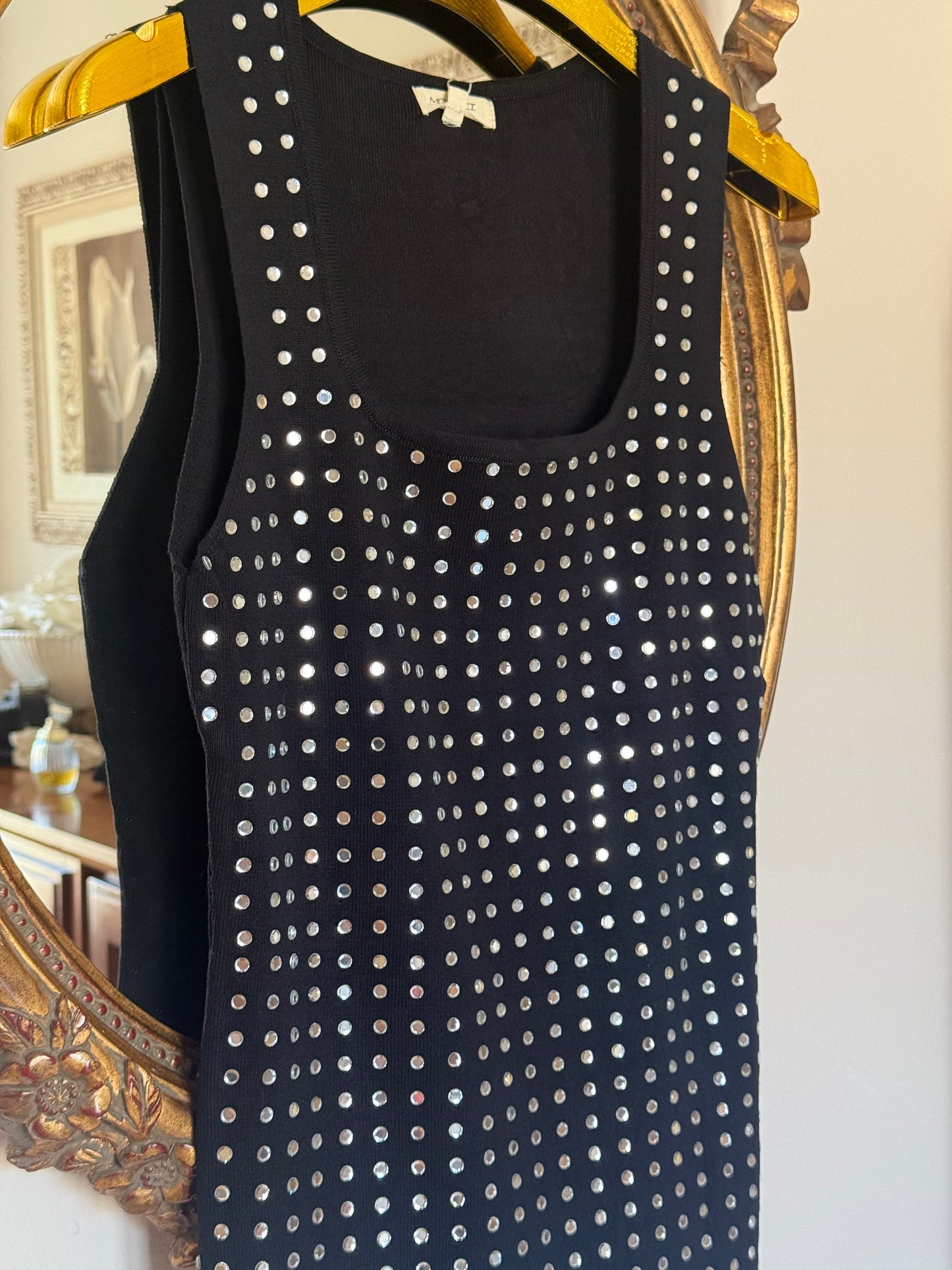 Top Punto Strass Negro