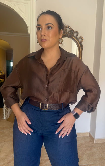 Camisa Satin Chocolate