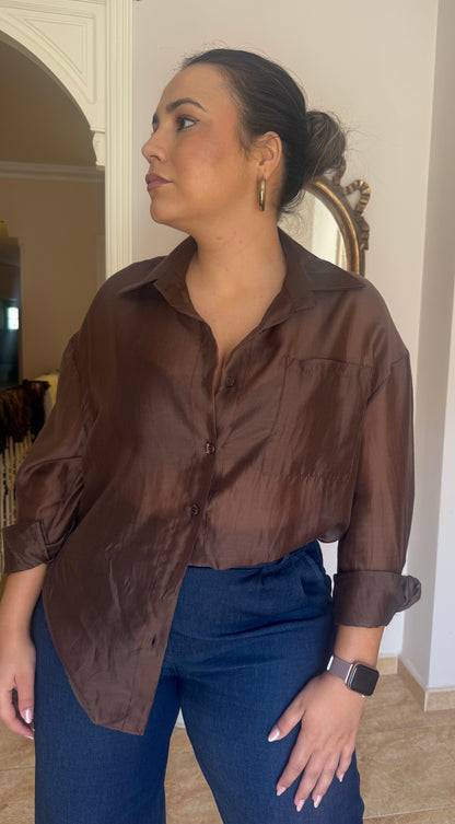 Camisa Satin Chocolate