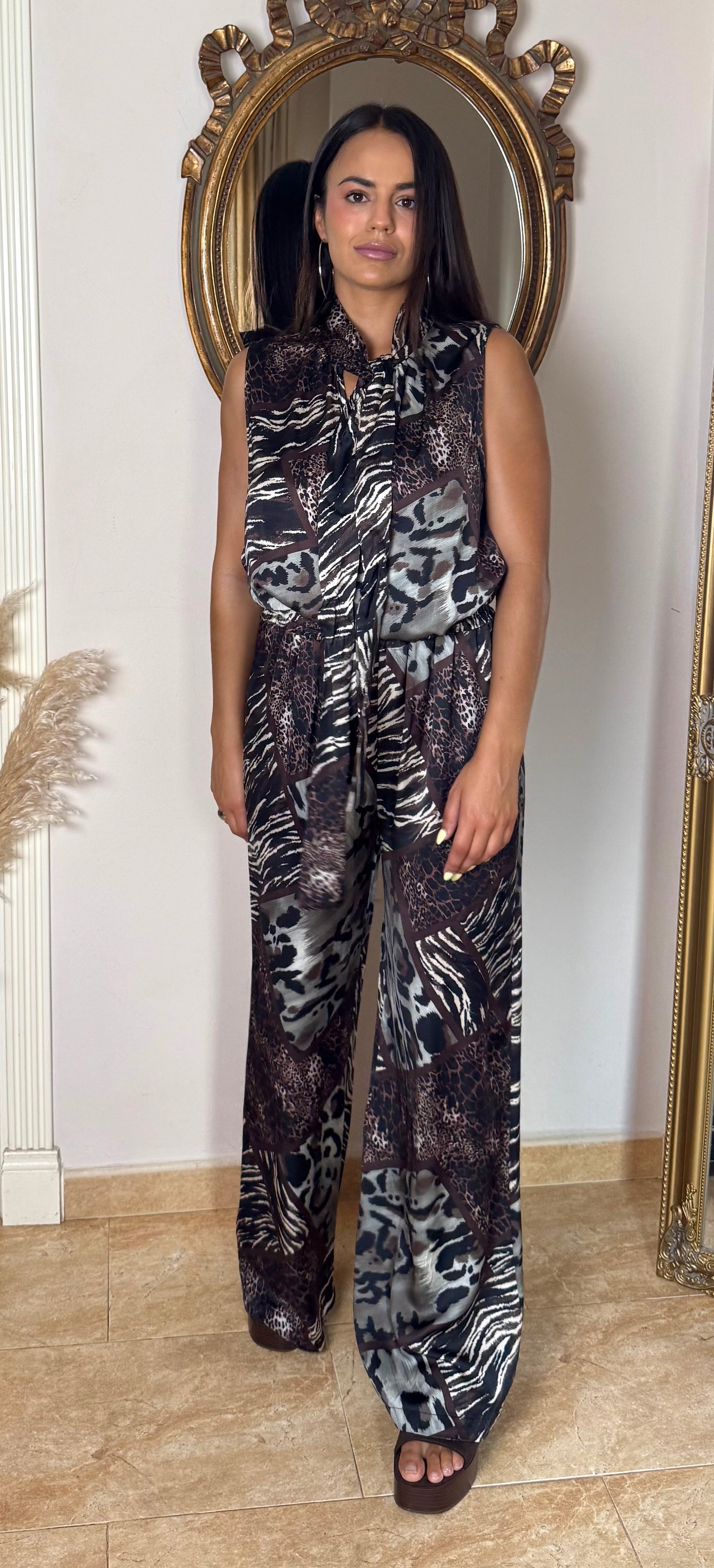Pantalón Animal Print Satinado