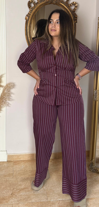 Conjunto Burdeos Rayas