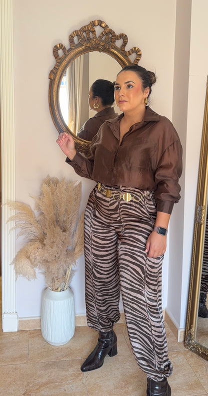 Camisa Satin Chocolate