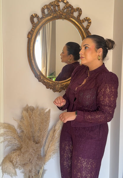 Conjunto Encaje Oriental Berenjena