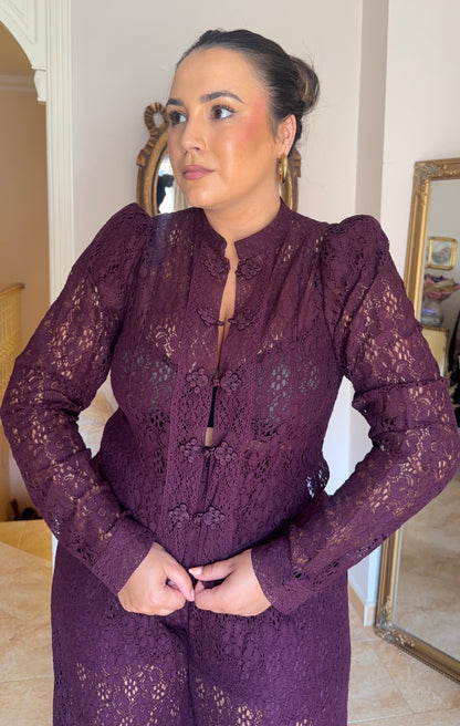 Conjunto Encaje Oriental Berenjena