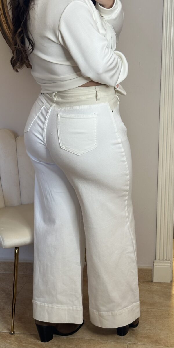 Pantalón Palazzo Beige Combinado - Imagen 3