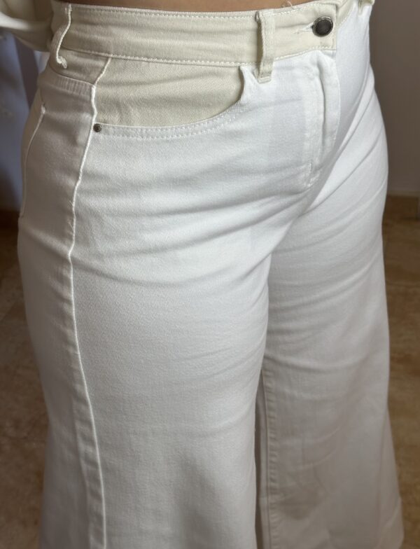 Pantalón Palazzo Beige Combinado - Imagen 2