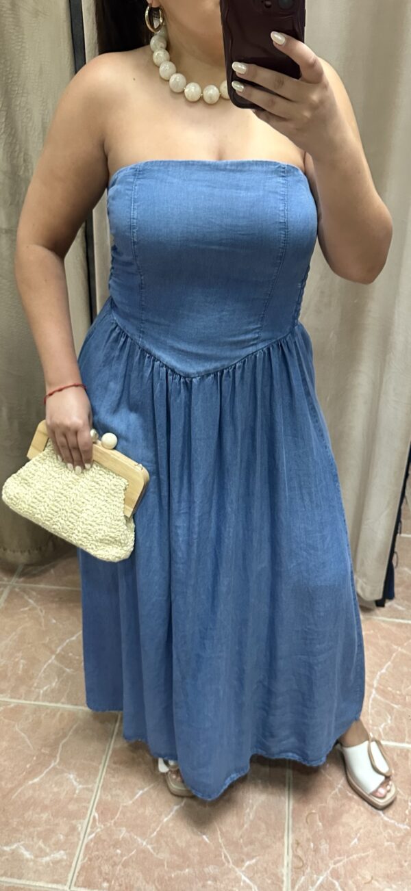 Vestido Denim palabra de honor - Imagen 3