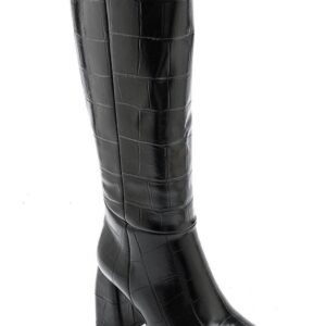 Botas Altas Efecto Cocodrilo Negras