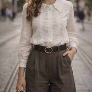 Camisa Bordado Inglés con cuello