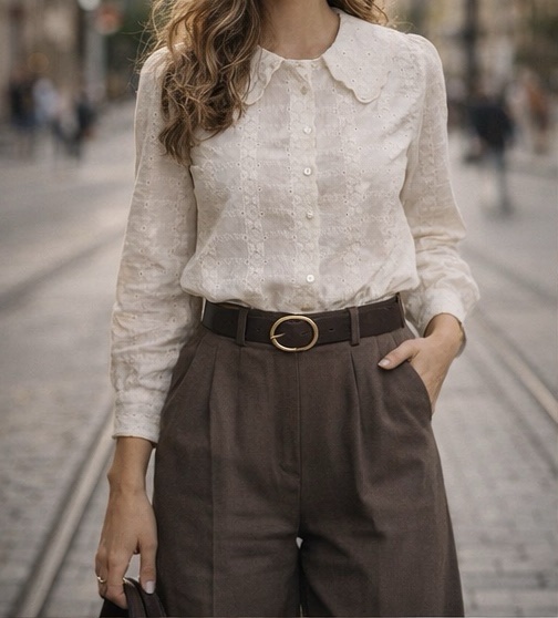 Camisa Bordado Inglés con cuello