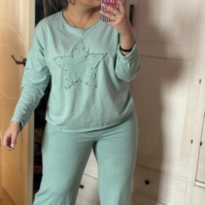 Conjunto Algodón Estrella Verde Agua