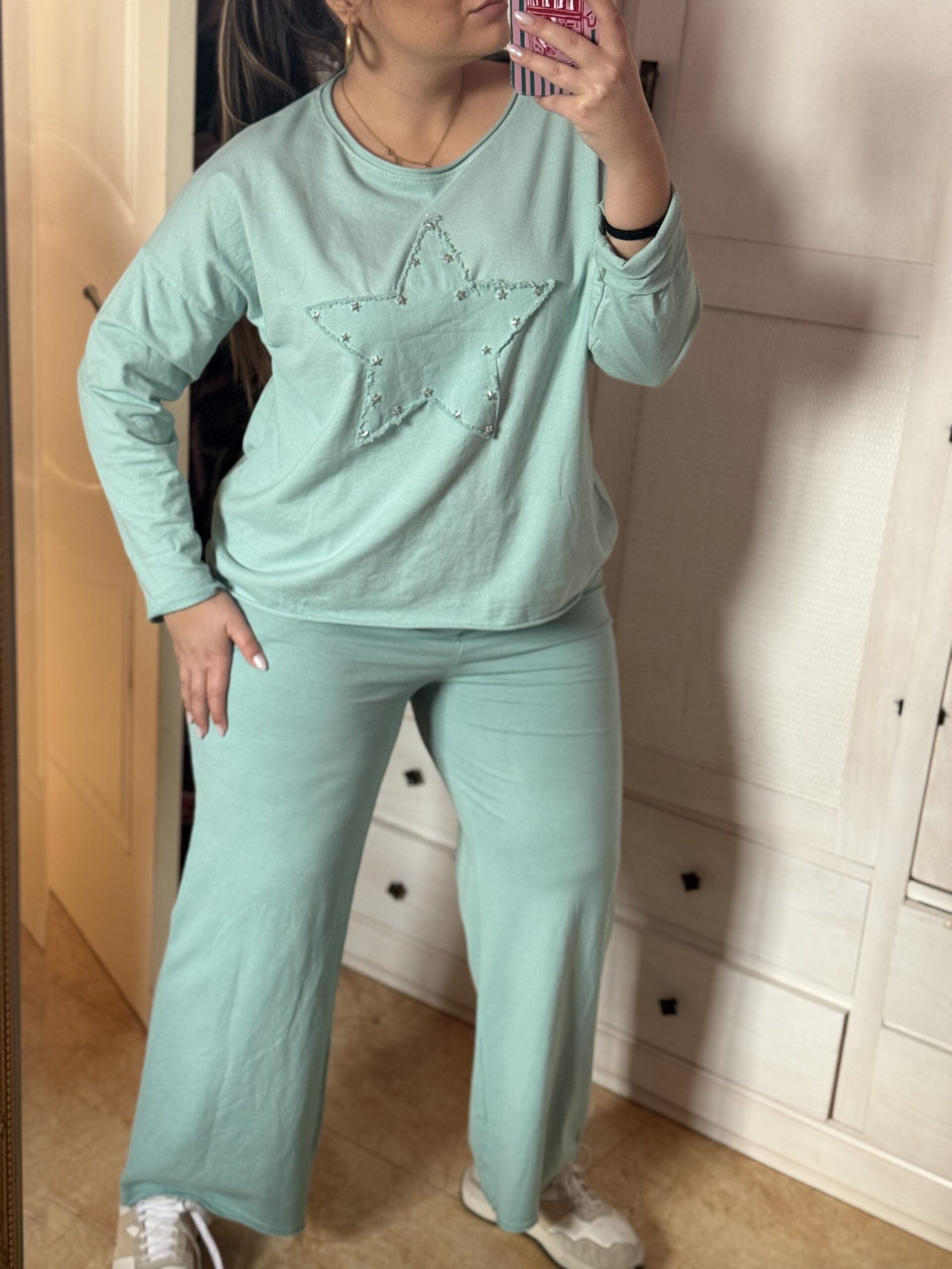 Conjunto Algodón Estrella Verde Agua - Imagen 3