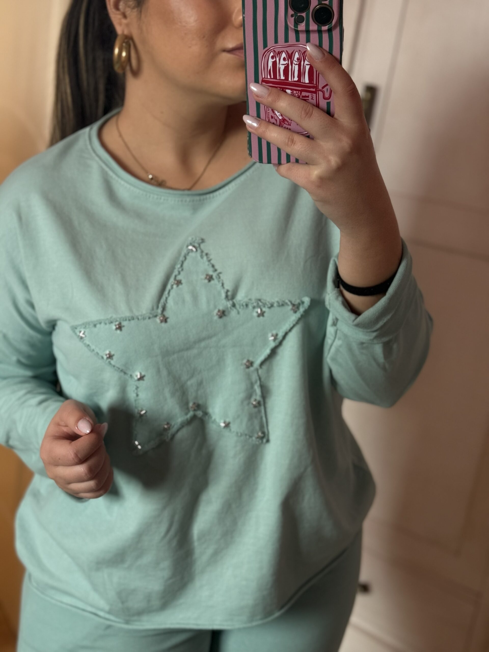 Conjunto Algodón Estrella Verde Agua - Imagen 2