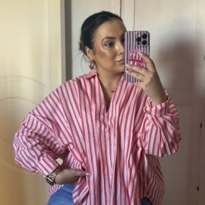 Camisa de Rayas Roja y Rosa Lino