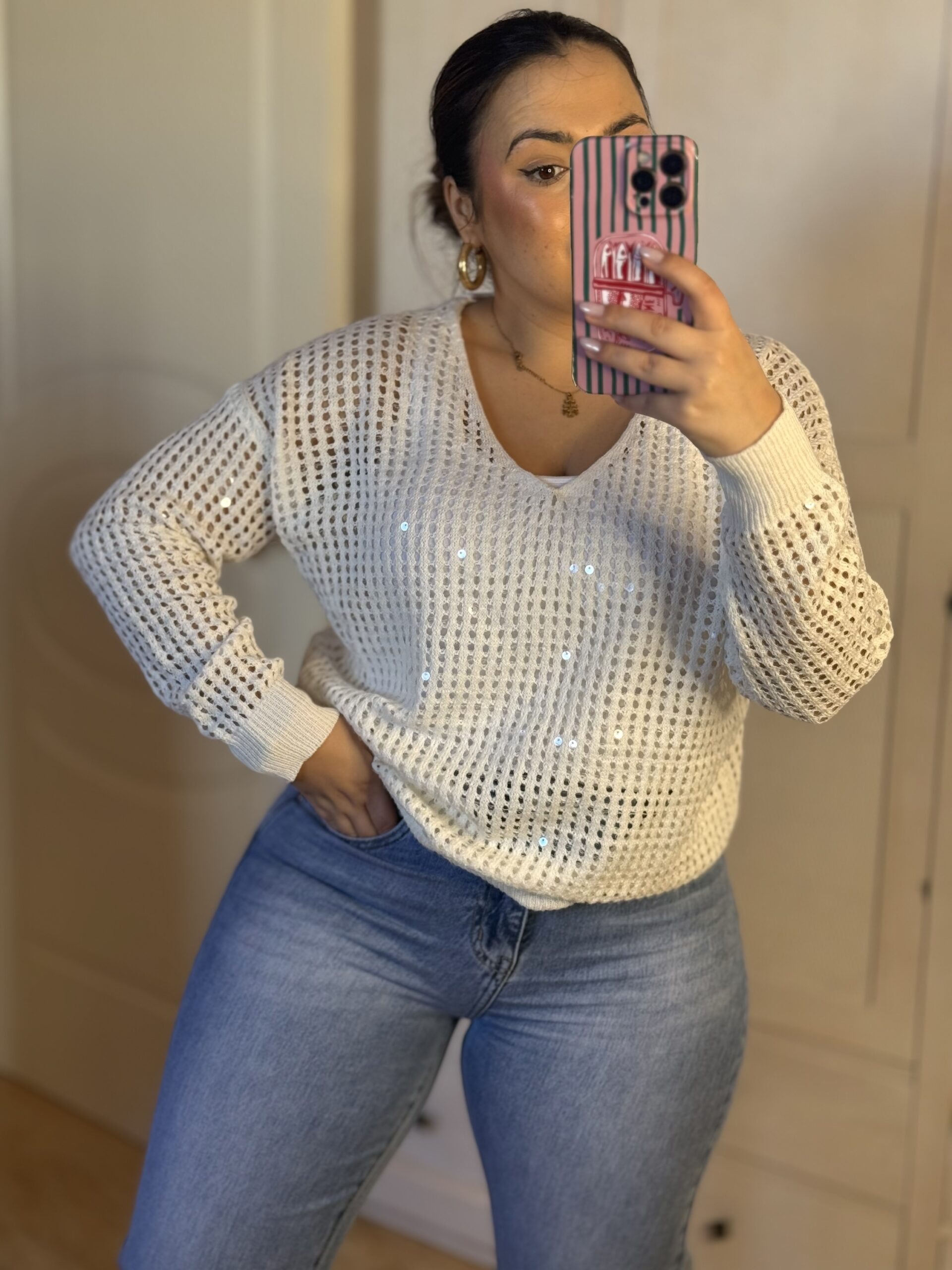 Jersey Calado de Hilo Con Lentejuelas - Imagen 2