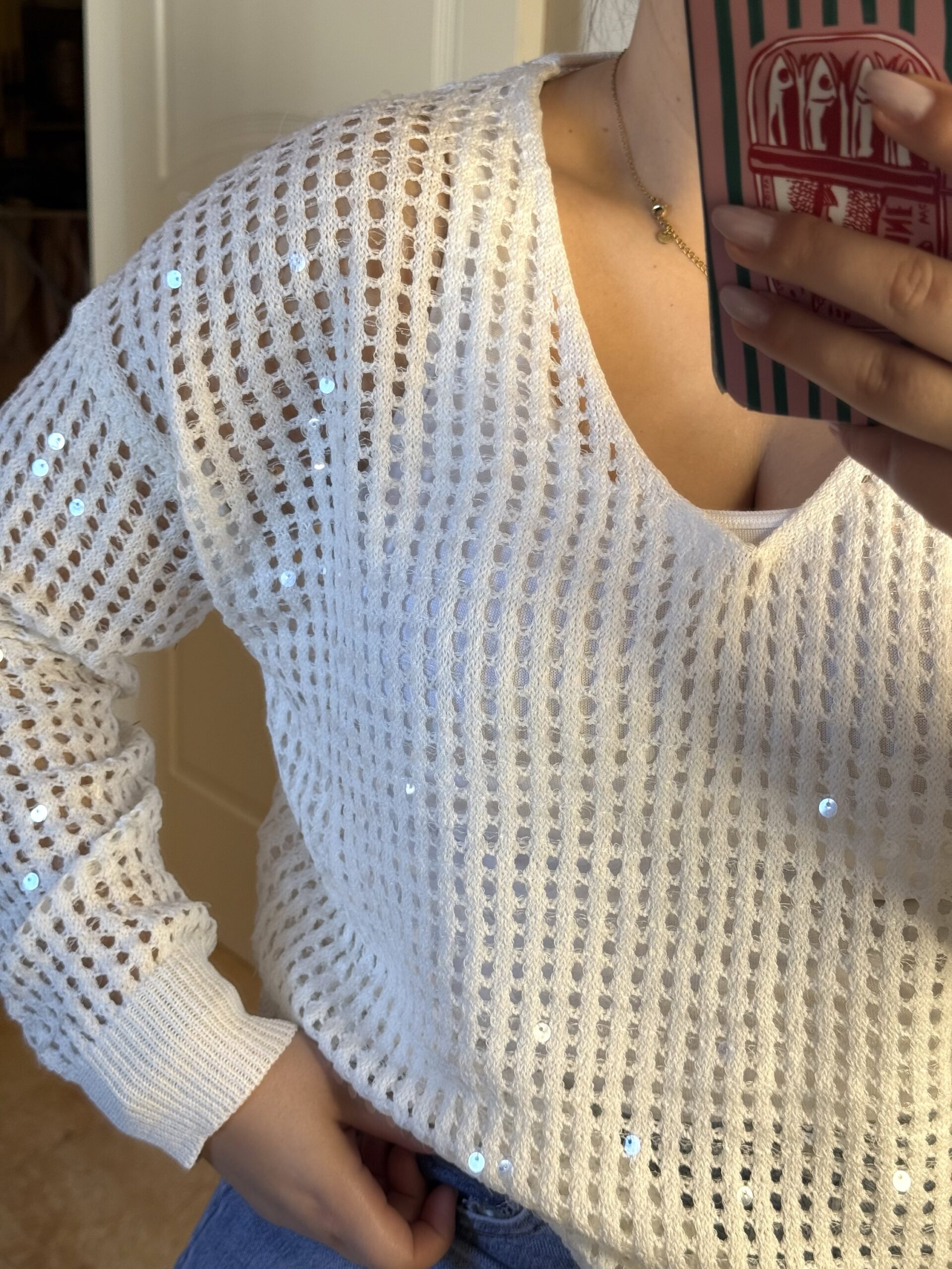 Jersey Calado de Hilo Con Lentejuelas - Imagen 3