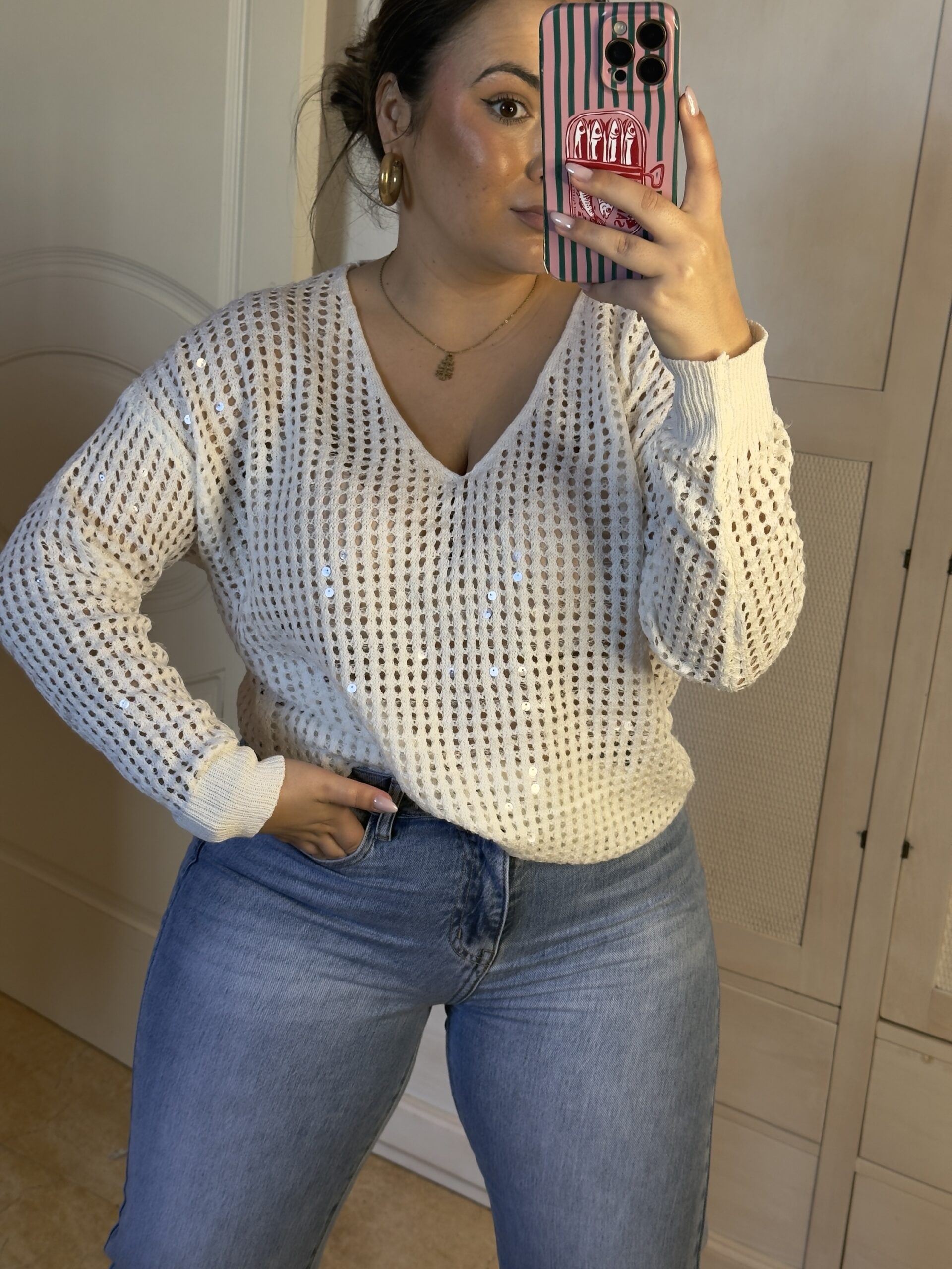 Jersey Calado de Hilo Con Lentejuelas - Imagen 4