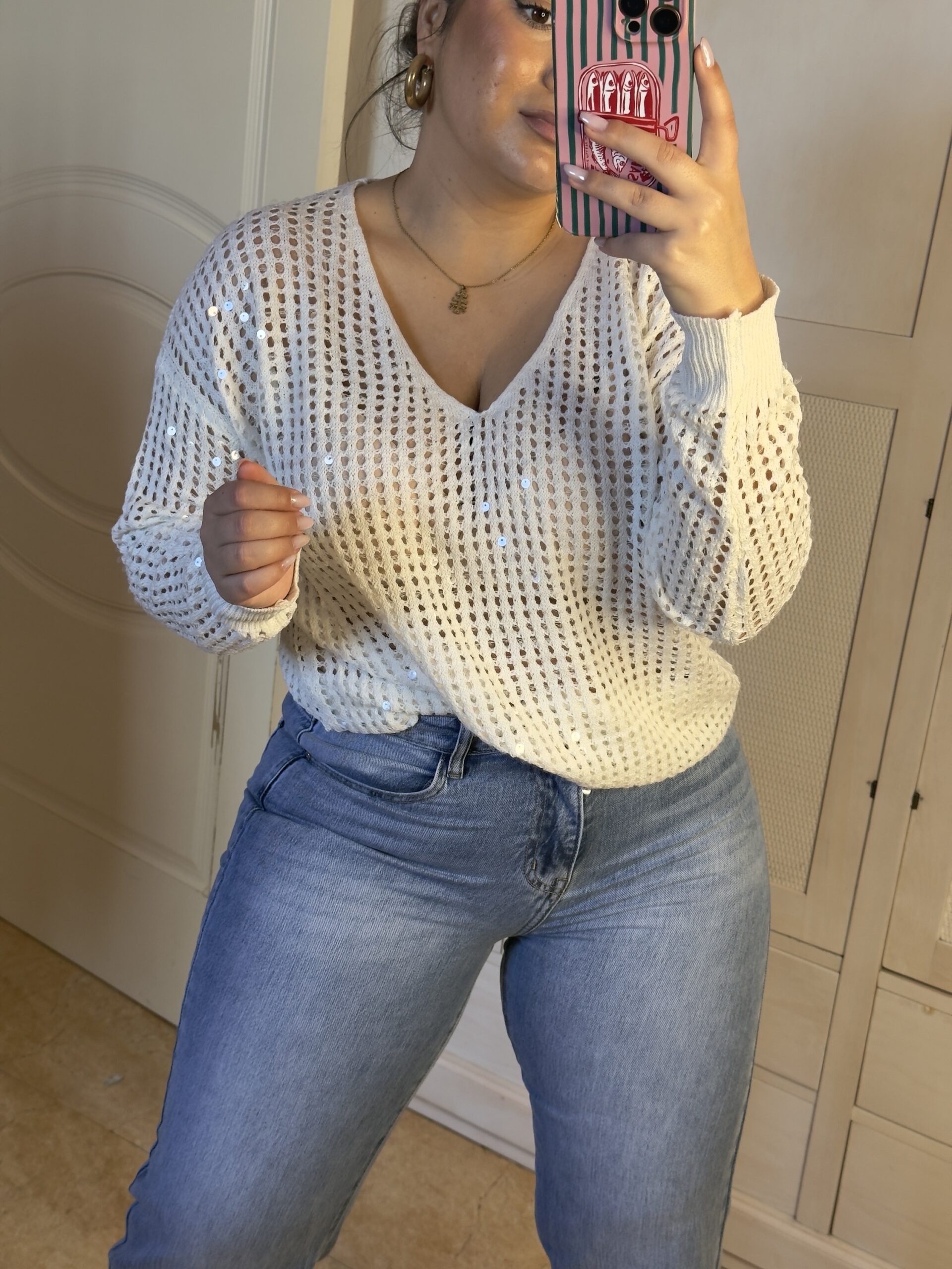 Jersey Calado de Hilo Con Lentejuelas - Imagen 5